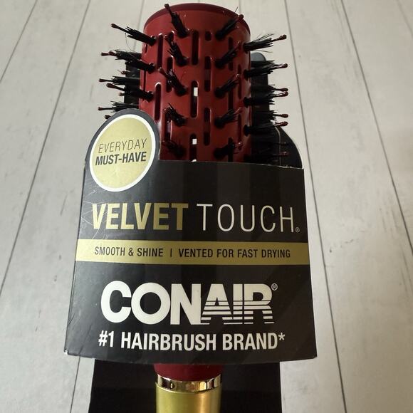 Conair Velvet Touch Vented Round Hair Brush Red or Blue Smooth & Shine Blow Dry - Picture 3 of 14